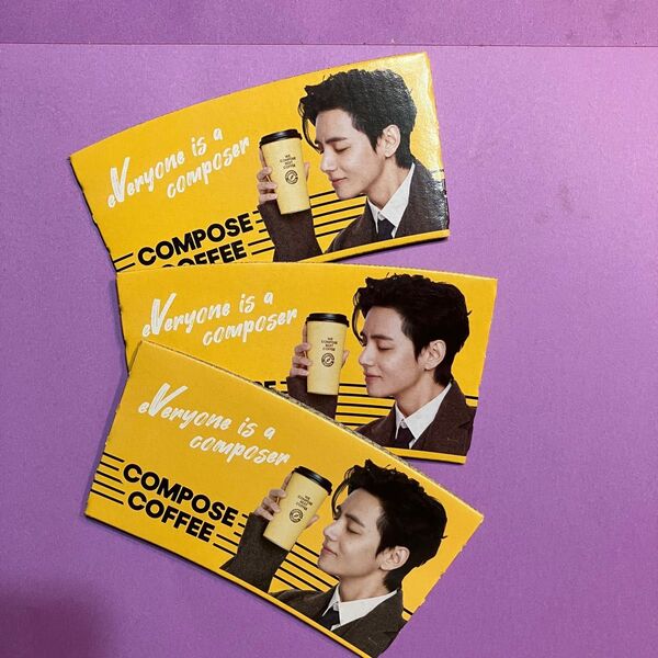 韓国 compose coffee 限定 V カップホルダー 3枚セット