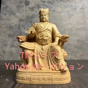 木彫の無垢の木の彫刻の檜華光大帝の馬の霊の官の家は神像の置物を祭って五顕三眼の馬の殿下を現し 高さ:18cm