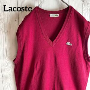 フランス製ヴィンテージ◆LACOSTEラコステ ベスト エンジ赤 ウール フレンチ 目安 Lサイズの画像1