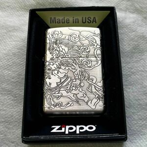 ZIPPO 風神雷神　4面連続デザイン　ニッケル古美　新品　和柄　ジッポー　コレクション