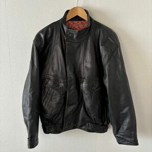 シングルライダースジャケット レザー 古着 size M morelli