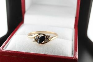 Верхняя Британия 1989 г. Винтажное золотое кольцо кольцо кольца Женское натуральное сапфир чистое золото.