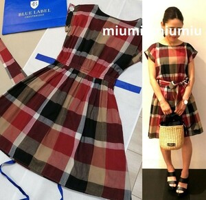 本物上質●未使用　ワンピース ひざ丈　ブルーレーベルクレストブリッジ　バーバリー　ブルーレーベル　BURBERRY　チェック柄　ベルト　S M