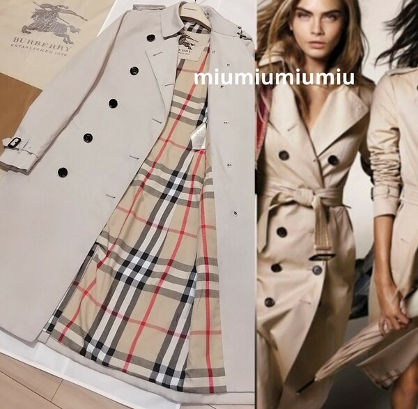 最終価格●本物上質●バーバリー BURBERRY ノバチェック トレンチコート　バーバリーヘリテージ　イタリア製　M UK10 バーバリーロンドン　