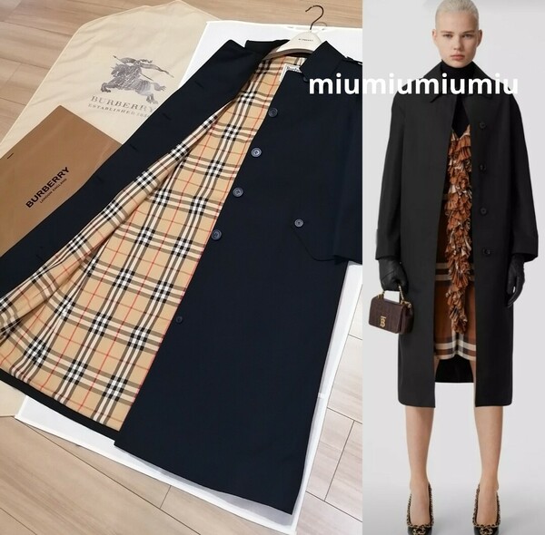 最終価格●本物上質●Burberrys バーバリー BURBERRY ステンカラーコート ノバチェック トレンチコート バーバリーロンドン 　S M ネイビー