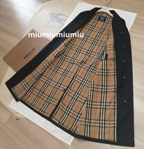 本物上質●　ベルト付きステンカラーコート　ヴィンテージバーバリー　BURBERRY バーバリー ノバチェック ロング　ネイビー　濃紺　M L_画像5