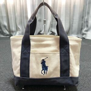 [ Ralph Lauren ] genuine article POLO RALPH LAUREN handbag Logo motif Mini tote bag ivory color series canvas men's lady's 