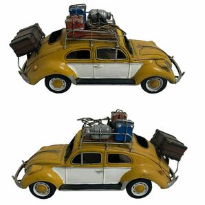 ブリキ 車 2台セット ビートル ぺスパ おもちゃ 昭和レトロ 当時物 アンティーク ミニカー ブルー イエローの画像3