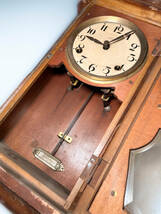 ■古い角時計 Trademark Mizu柱時計掛時計ゼンマイ式時計機械式時計手巻き 振り子時計 ドーム風防 時打ち_画像5