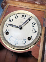 ■古い角時計 Trademark Mizu柱時計掛時計ゼンマイ式時計機械式時計手巻き 振り子時計 ドーム風防 時打ち_画像6