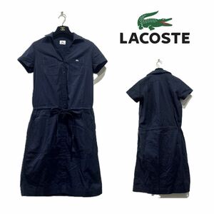 【LACOSTE（ラコステ）】ワニ刺繍　シャツワンピース【40】　ロゴ　ゴルフ　半袖