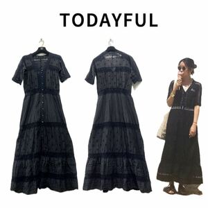 【TODAYFUL】シルクレースガウン（BLACK）【定価¥24,200】　ワンピース　トゥデイフル