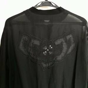 伊太利屋 シースルージャケット 刺繍&ラインストーン 11号 コットン 透け感 シアー ブラック の画像6