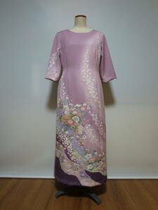  kimono remake .... height One-piece piece embroidery ... light purple visit wear L size U-025