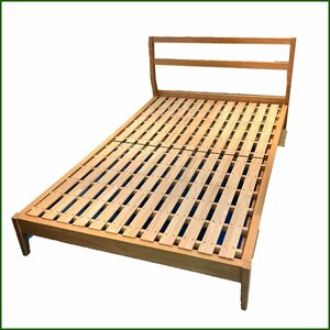  Sapporo city free shipping * Muji Ryohin * semi-double bed frame natural wood duckboard one part crack etc.. with defect used 