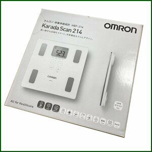 未使用●OMRON/オムロン ● 体重体組成計 ホワイト ガラス 体脂肪計 ＨＢＦ-214