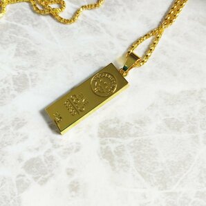 未鑑定品 メンズ レディース ネックレス インゴット 総重量20.5g 鍍金 necklace Gold 18k Gold Plated チェーンネックレスの画像2