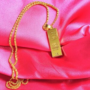 未鑑定品 メンズ レディース ネックレス インゴット 総重量20.5g 鍍金 necklace Gold 18k Gold Plated チェーンネックレスの画像3