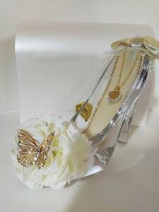 ◆未使用品 メリアルーム ガラスの靴 ホワイト ハイヒール 専用BOX付 シンデレラ ガラスの靴　 店内インテリア プリザーブドフラワー