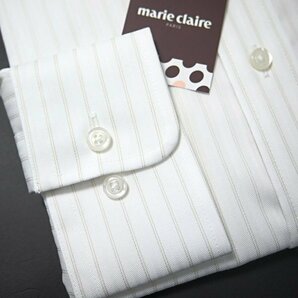 【新品ブランド品】送料無料 マリクレール marie claire 形態安定ストライプボタンダウンメンズシャツ 39-76 白 ドレスシャツノーアイロン の画像4