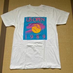 US OPEN 1989テニス 記念Tシャツ 80sヴィンテージTシャツ 袖 裾シングル USオープン 半袖Tシャツ 当時物