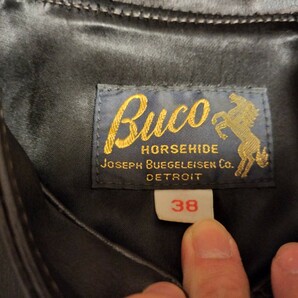 美品 THE REAL McCOY'S リアルマッコイズ BUCO J-100 ホースハイド 馬革 シングルライダースジャケット サイズ38 検索 ビンテージ 茶芯の画像2