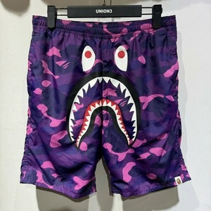 ABATHINGAPE GRAPHIC SHARK PRINT DECK NYLON SHORTPANTS Lサイズ 001SPI301016M アベイシングエイプシャークショートパンツ ショーツBAPE