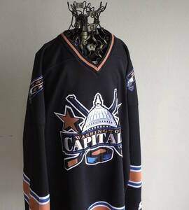 1990s ヴィンテージ STARTER NHL WASHINGTON CAPITALS ホッケーゲームジャージ XL ブラック 黒 オルタネイト ワシントンキャピタルズ 古着