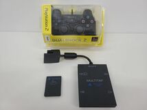 ゲーム周辺機器/プレイステーション2/アナログコントローラ DUALSHOCK2 ブラック/未開封/MULTITAP,メモリーカード付/SCPH-10010【G050】_画像1