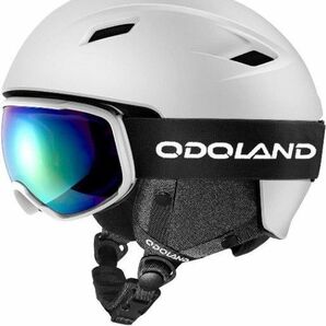 Odoland スキーヘルメットセット スノーボードヘルメット ゴーグル付き スキー スノボー用バイザー付ヘルメット