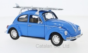 1/24 フォルクスワーゲン ビートル ブルー 青 サーフボード サーファー VW Beetle Blue 1972 Surfboard Welly 60サイズ