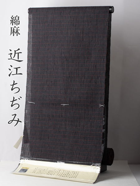 【近江ちぢみ 反物】川口織物謹製 新品 no.3601 綿麻の着物 夏の着物