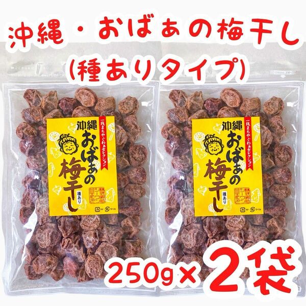 【数量限定・人気商品】沖縄・おばぁの梅干し(種ありタイプ・２５０g × ２袋) 大容量 お買得 乾燥梅干し 干し梅 おやつ