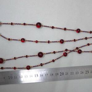 15A ネックレス 赤色石 ロングネックレス レディース アクセサリー 女性 デザインネックレス 金色金具の画像10