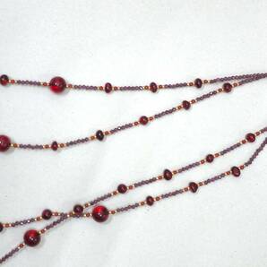 15A ネックレス 赤色石 ロングネックレス レディース アクセサリー 女性 デザインネックレス 金色金具の画像3
