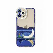 iphone15保護ケース アイフォン15 ケース シリコンクリアケース アートオイルペイント 月 環境にやさしい素材 耐衝撃 薄型_画像1