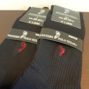 クーポン使って300円！ウエスタンPOLOの靴下2足セット！新生活・新入社員 紺×エンジ刺繍