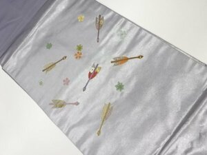 ys6913399; 矢羽に小花模様刺繍名古屋帯【着】