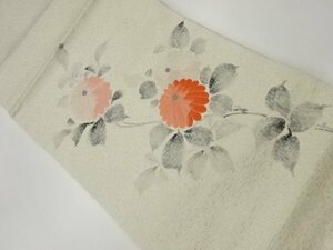 Art hand Auction ys6914057; Patrón de crisantemo pintado a mano tejido Nagoya obi [usando], banda, Obi de Nagoya, A medida