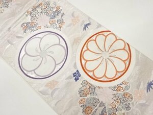 ys6955290; 捻梅に菊・芝草・笹・花菱模様織出し袋帯【着】