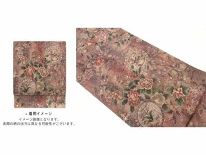 Art hand Auction ys6927096; Full length fashionable obi with hand-painted flowers and phoenix round pattern [wearing], band, Fukuro obi, Tailored