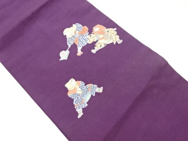 ys6932555; Hand-woven Tsumugi hand-painted child pattern Nagoya obi [wearing], band, Nagoya Obi, Ready-made
