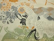ys6961649; 鶴に牡丹・古楽器模様織り出し丸帯（材料）【アンティーク】【着】_画像3