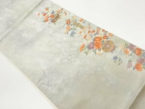 ys6966903; 花器に花々模様織出し袋帯【着】