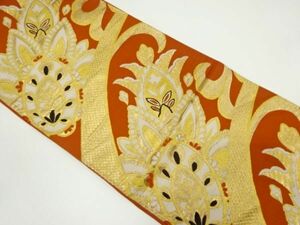 ys6967619; 抽象草花模様織り出し袋帯（材料）【アンティーク】【着】