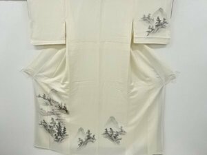 Art hand Auction ys6967896; Hand-painted distant mountain and house landscape pattern visiting kimono [recycled] [wearable], Women's kimono, kimono, Visiting dress, Ready-made