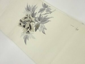 Art hand Auction ys6935460; Artist's work, gold-painted hand-painted floral pattern Nagoya obi [wearing], band, Nagoya Obi, Ready-made