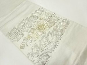 ys6936552; 草花模様刺繍袋帯（材料）【アンティーク】【着】