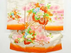 ys6938589; 花車模様刺繍五つ紋着物【アンティーク】【着】