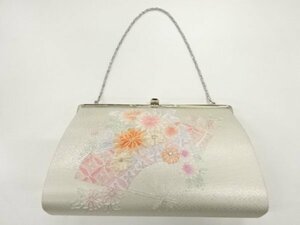 ys6941661; 扇に草花模様刺繍和装バッグ【アンティーク】【着】